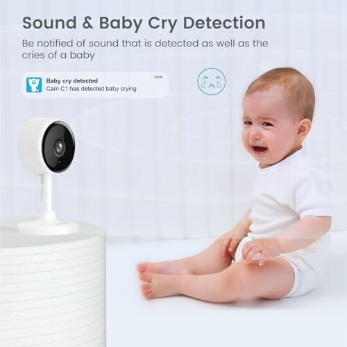 Baby cry detection camera with alert notification.