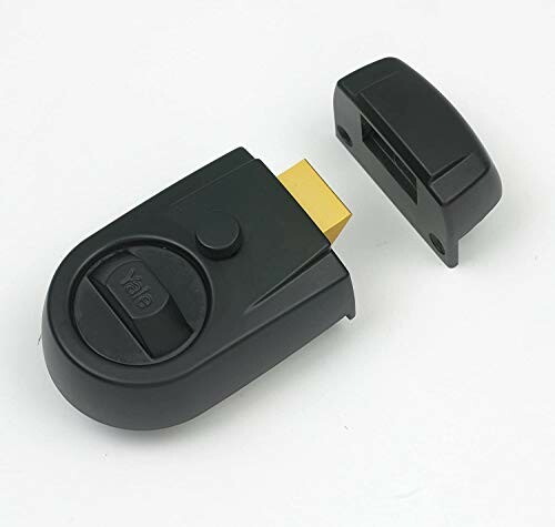 Black security door lock with separate latch