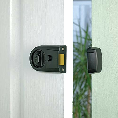 Door security lock with a latch on a door frame
