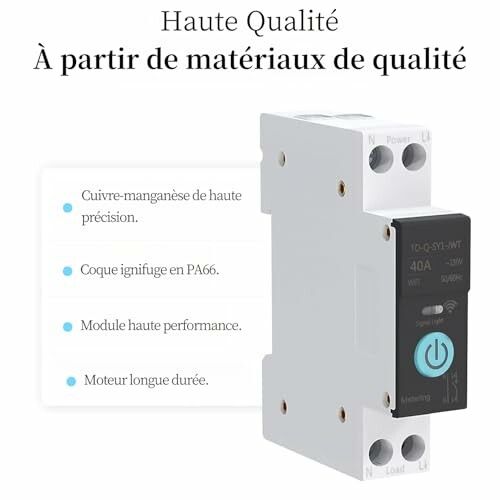High-quality circuit breaker with precision materials and flame-retardant casing.