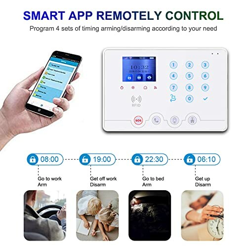 Smart home security app and control panel demonstration.