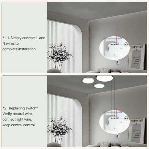 Guide for installing and replacing a smart light switch in a modern room.