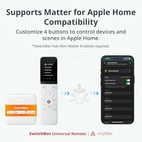 SwitchBot remote and app for Apple Home compatibility.