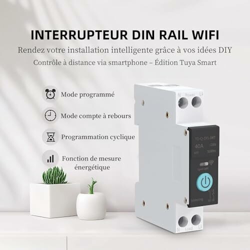WiFi DIN rail switch with DIY smart installation features.